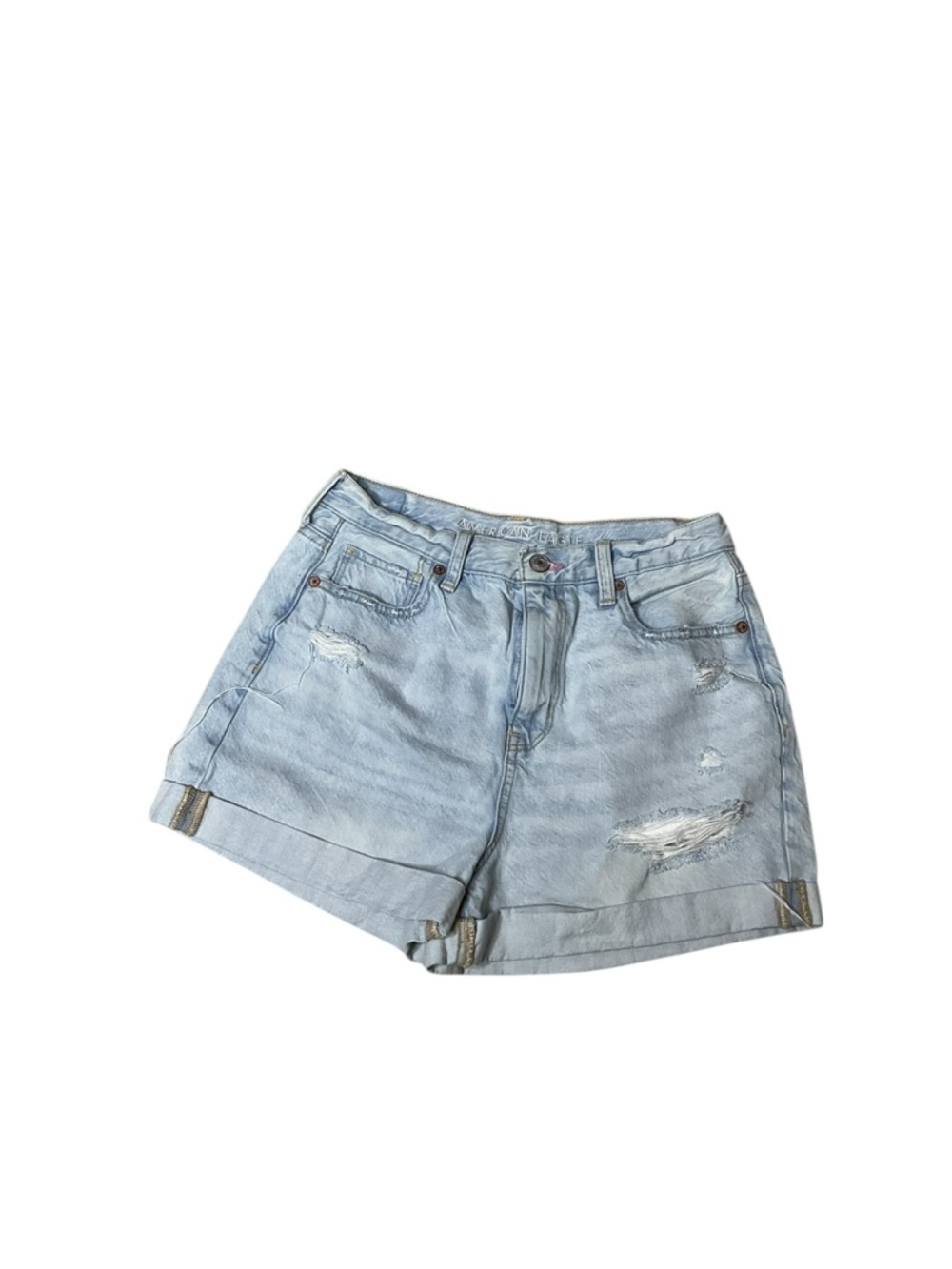 Light Wash Distressed Denim Shorts - Women - Picture 2 of 7